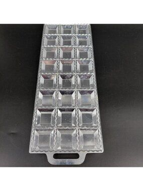 Ravioli Pasta Mold Press Tray 28 Square Cavities Silver Aluminum Italy Manual